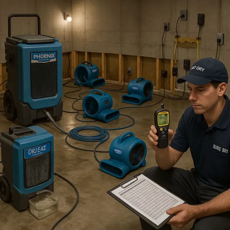 Structural Drying and Dehumidification process in Cannon Air Force Base, NM